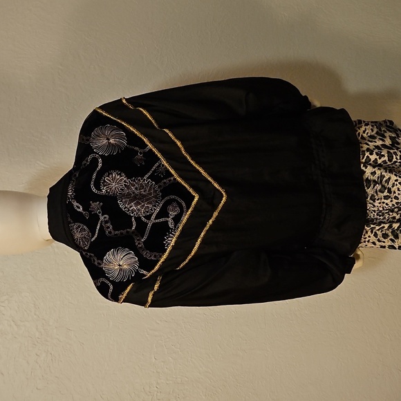 Vtg LAVON 1990s Black and Gold Oversized Metallic Swishy Track Jacket - Picture 7 of 11